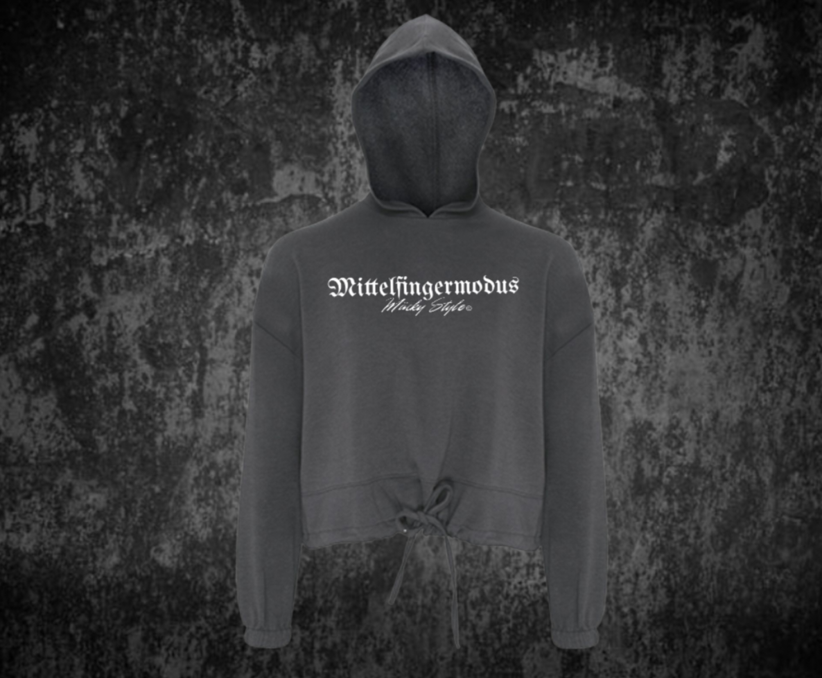 Mittelfingermodus Cropped Oversize Hoodie Woman