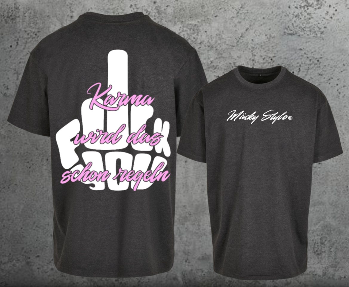 FuckYou Karma (Weiss/Rosa) Oversize Shirt Backprint