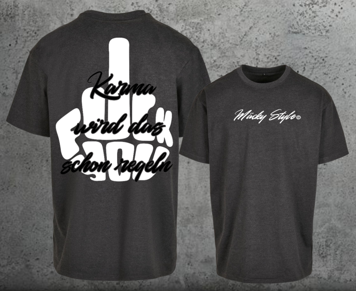 FuckYou Karma (Weiss/Schwarz) Oversize Shirt Backprint