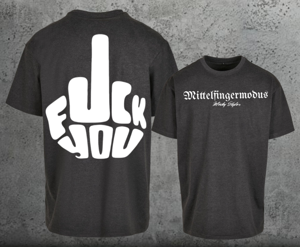 FuckYou - Mittelfingermodus Weiss Oversize Shirt Backprint