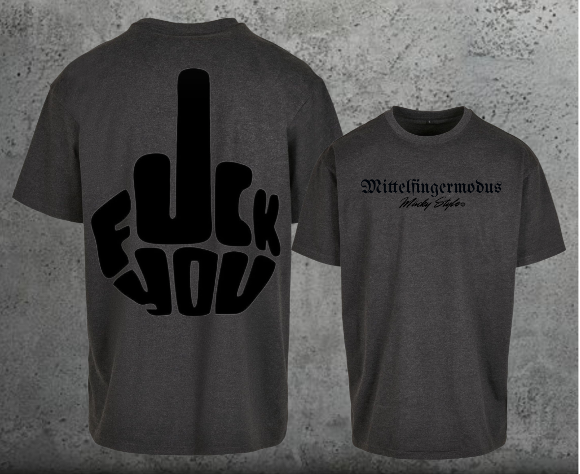 FuckYou - Mittelfingermodus Schwarz Oversize Shirt Backprint