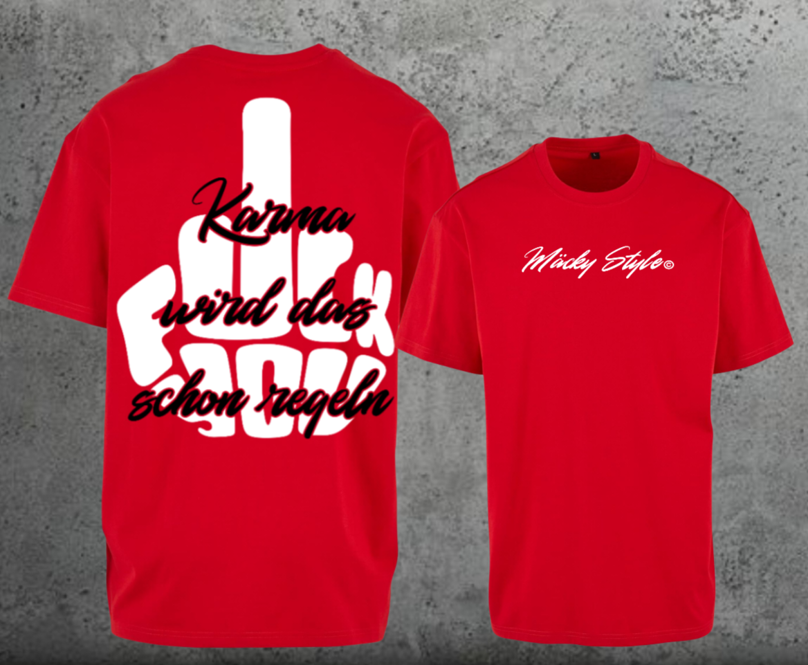 FuckYou Karma (Weiss/Schwarz) Oversize Shirt Backprint