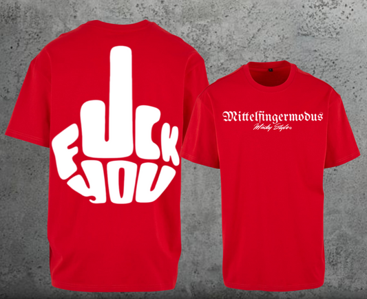 FuckYou - Mittelfingermodus Weiss Oversize Shirt Backprint