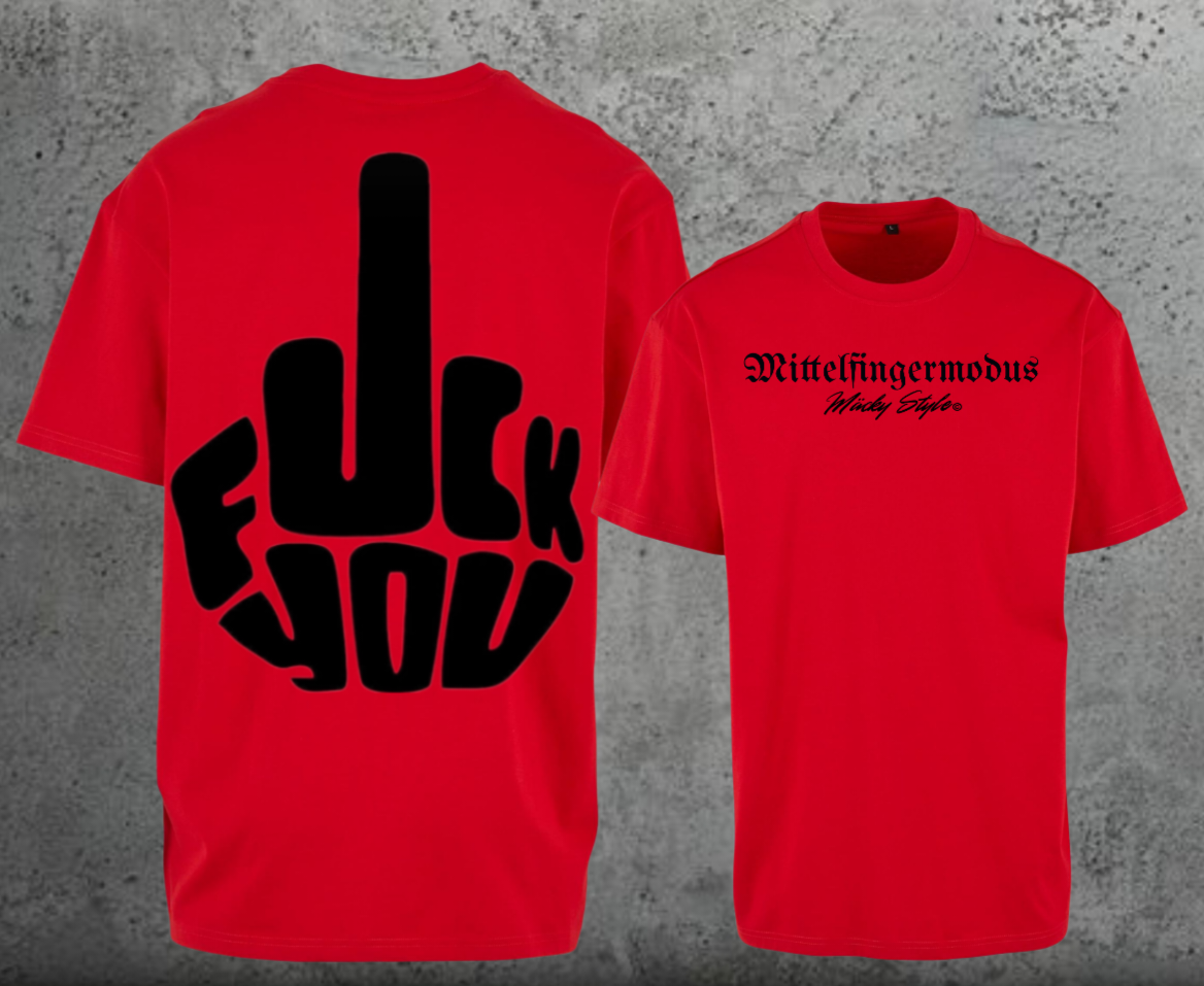 FuckYou - Mittelfingermodus Schwarz Oversize Shirt Backprint