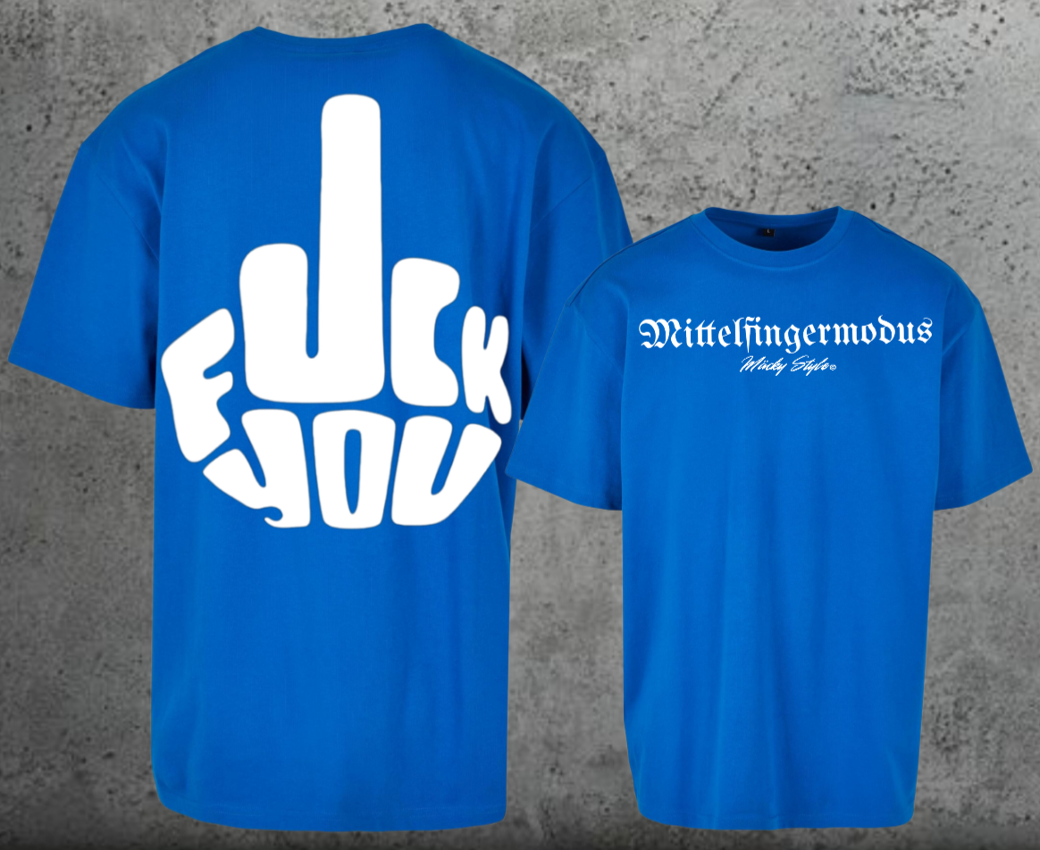 FuckYou - Mittelfingermodus Weiss Oversize Shirt Backprint