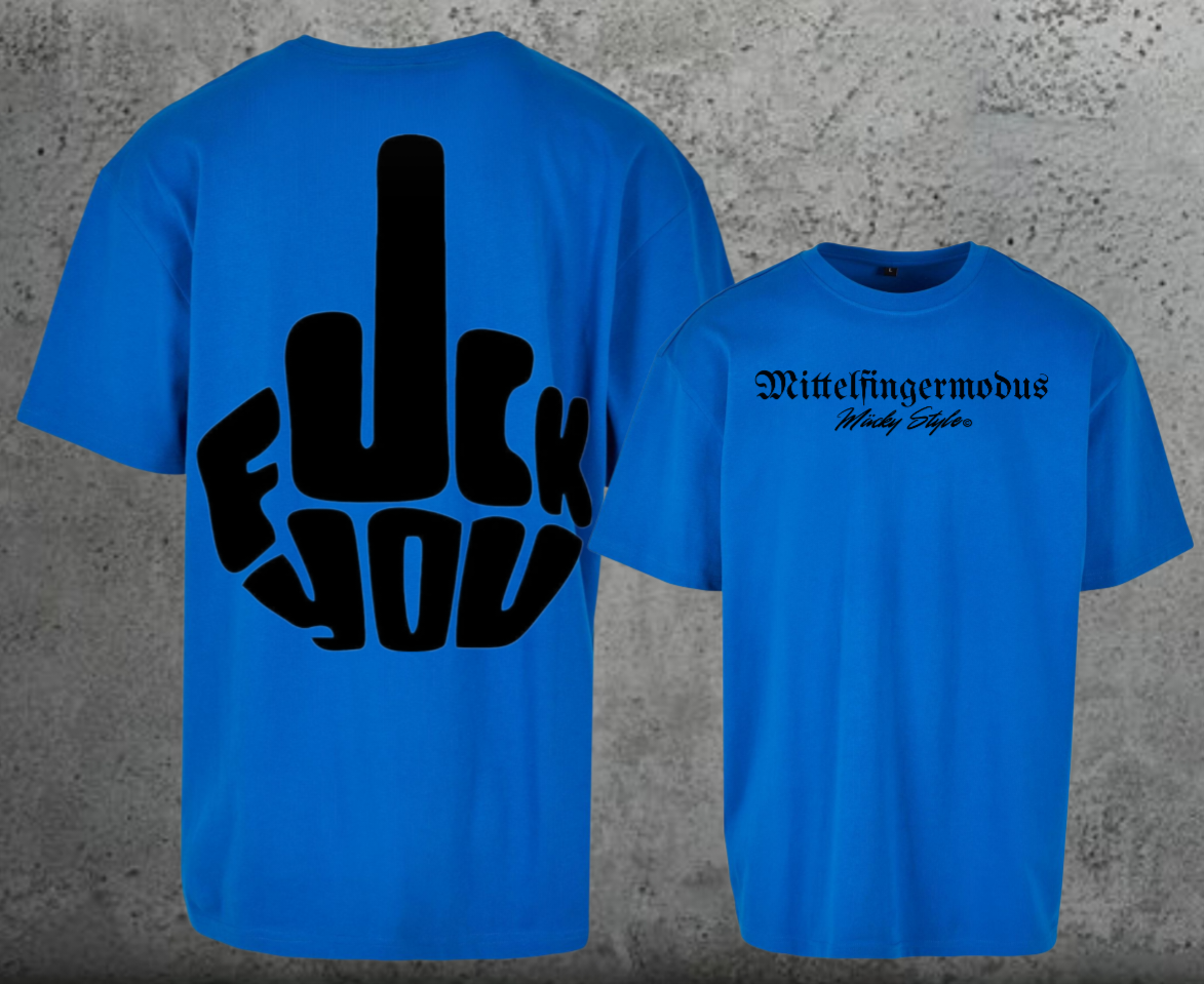 FuckYou - Mittelfingermodus Schwarz Oversize Shirt Backprint