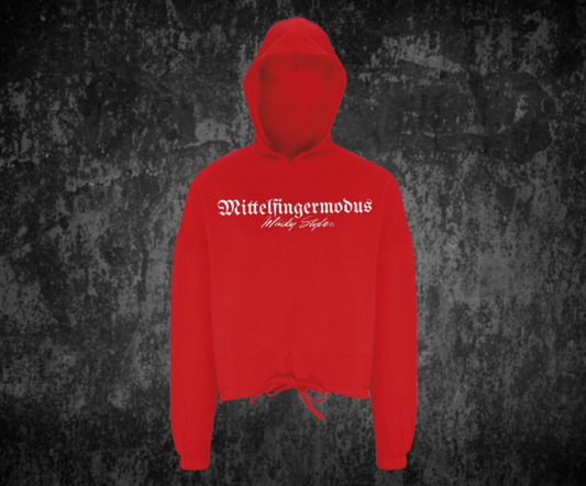Mittelfingermodus Cropped Oversize Hoodie Woman