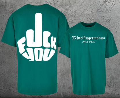 FuckYou - Mittelfingermodus Weiss Oversize Shirt Backprint Unisex