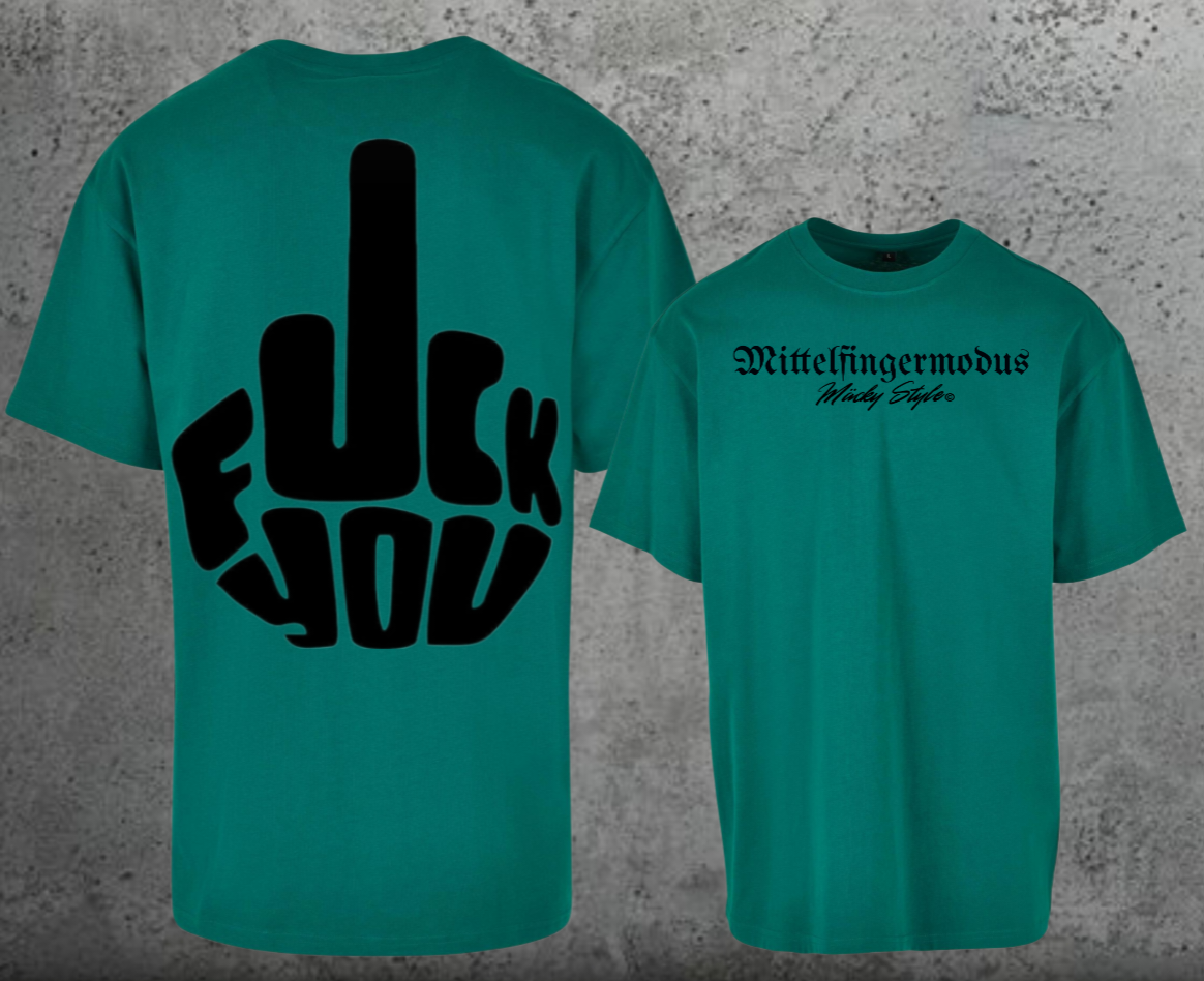 FuckYou - Mittelfingermodus Schwarz Oversize Shirt Backprint