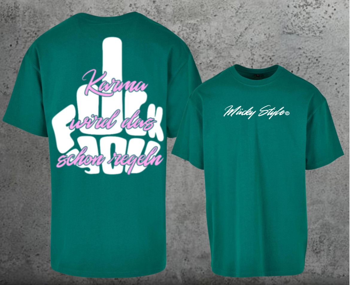 FuckYou Karma (Weiss/Rosa) Oversize Shirt Backprint