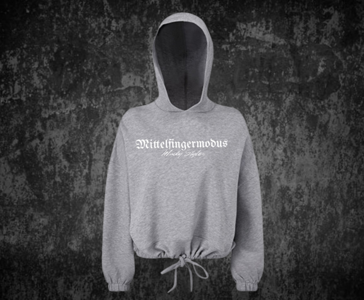 Mittelfingermodus Cropped Oversize Hoodie Woman