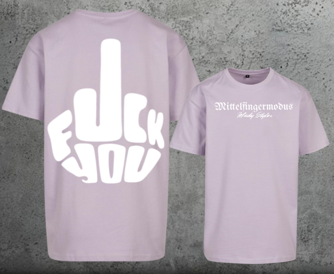 FuckYou - Mittelfingermodus Weiss Oversize Shirt Backprint