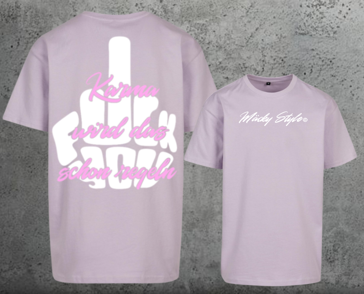 FuckYou Karma (Weiss/Rosa) Oversize Shirt Backprint