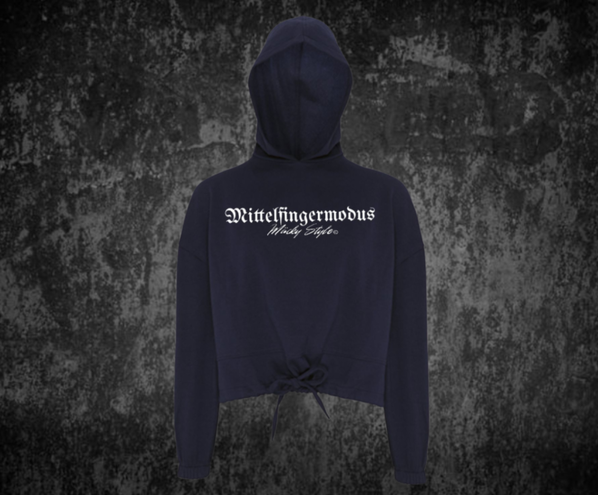 Mittelfingermodus Cropped Oversize Hoodie Woman