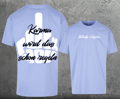 Maglietta oversize FuckYou Karma (bianca/nera) con stampa sul retro