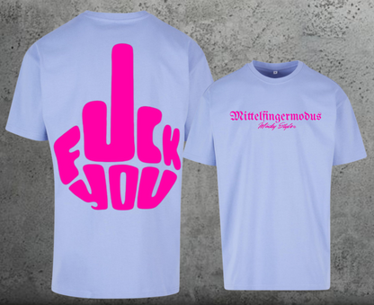 FuckYou - Mittelfingermodus Pink Oversize Shirt Backprint