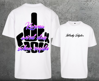 FuckYou Karma (Schwarz/Bunt) Oversize Shirt Backprint Unisex