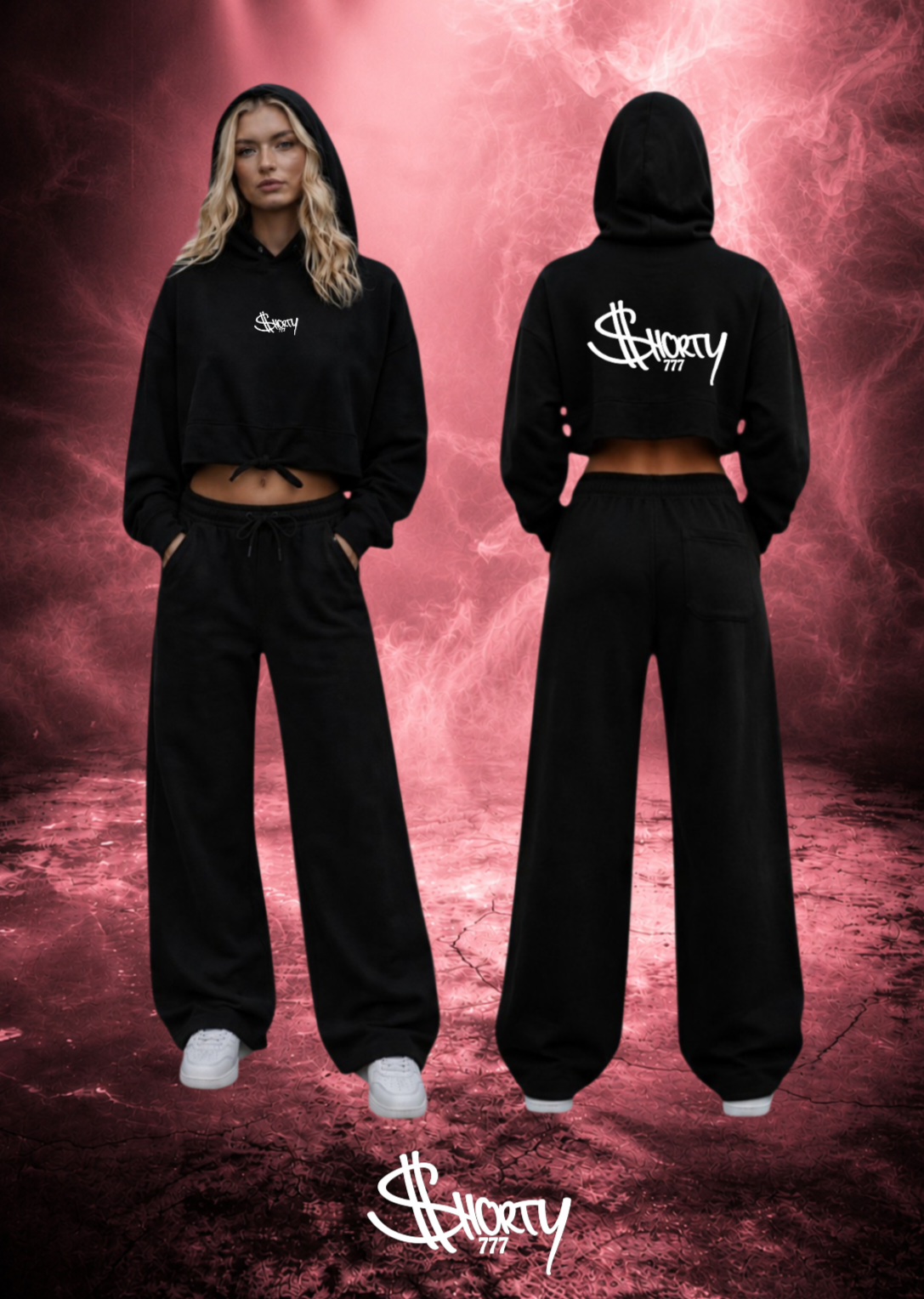 Middle Finger Mode Cropped Oversize Hoodie Woman