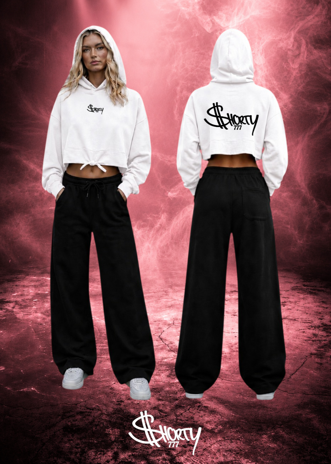 Middle Finger Mode Cropped Oversize Hoodie Woman