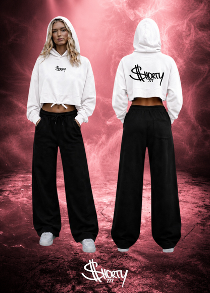Middle Finger Mode Cropped Oversize Hoodie Woman