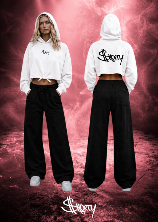 Middle Finger Mode Cropped Oversize Hoodie Woman