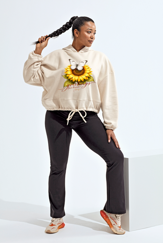 Felpa con cappuccio oversize corta con motivo dito medio da donna