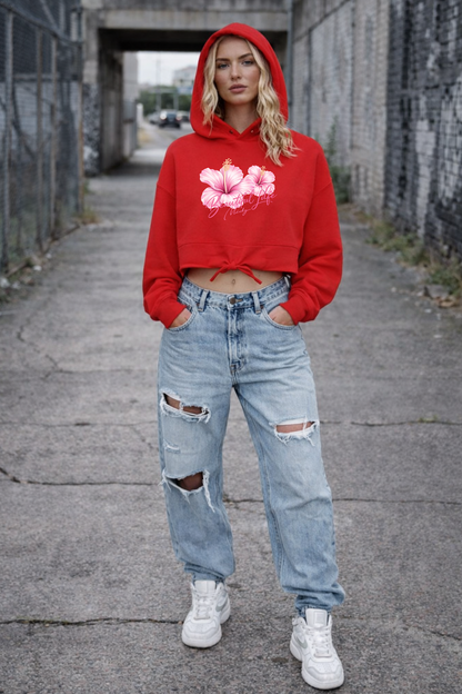 Beautiful Life Cropped Oversize Hoodie Woman