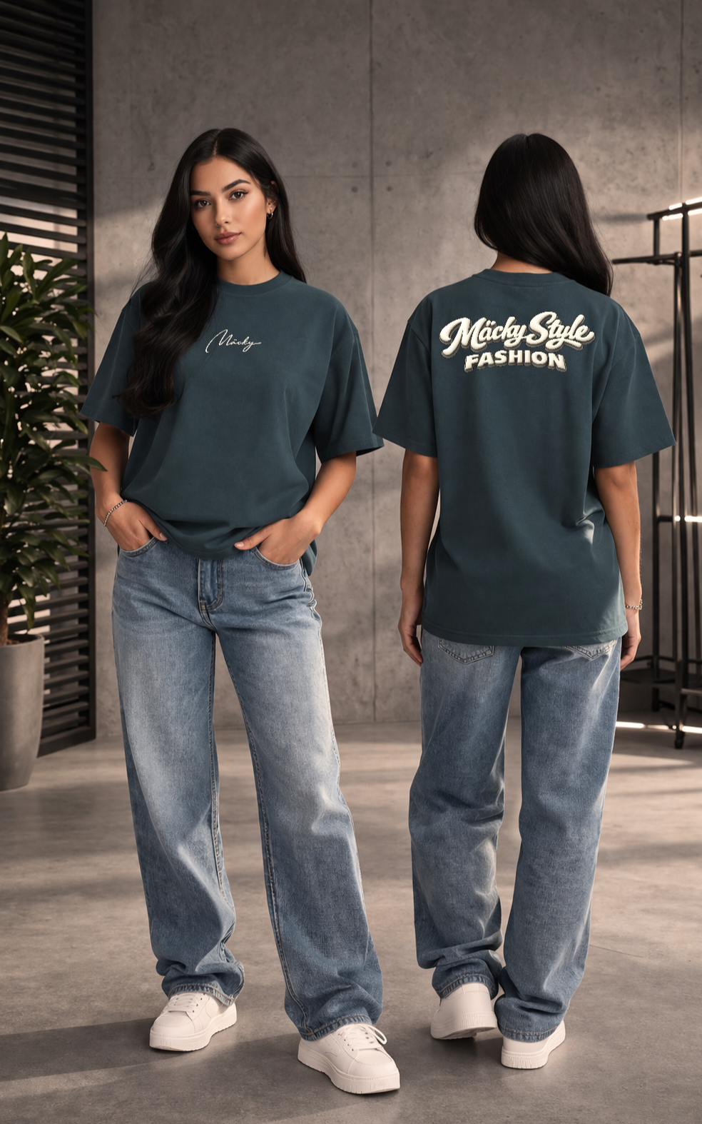 Camicia oversize con stampa sul retro 