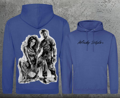 Die Macher Schwarz/Weiss Hoodie Unisex Backprint