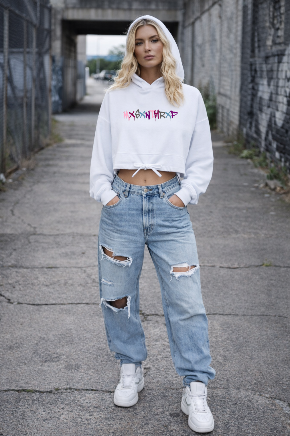 MXSXNTHRXP Color Cropped Oversize Hoodie Woman