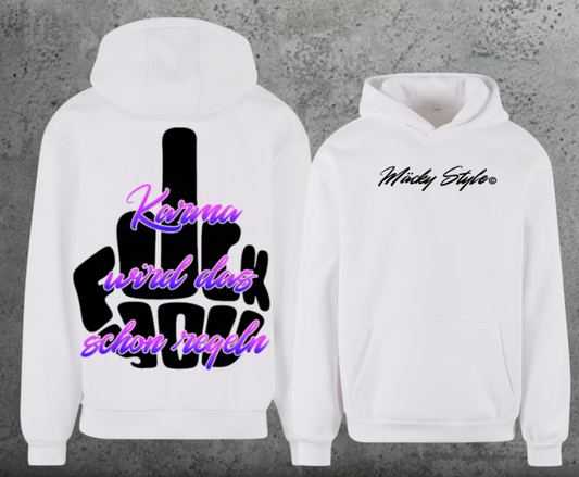 FuckYou Karma (Schwarz/Bunt) Hoodie Soft Backprint