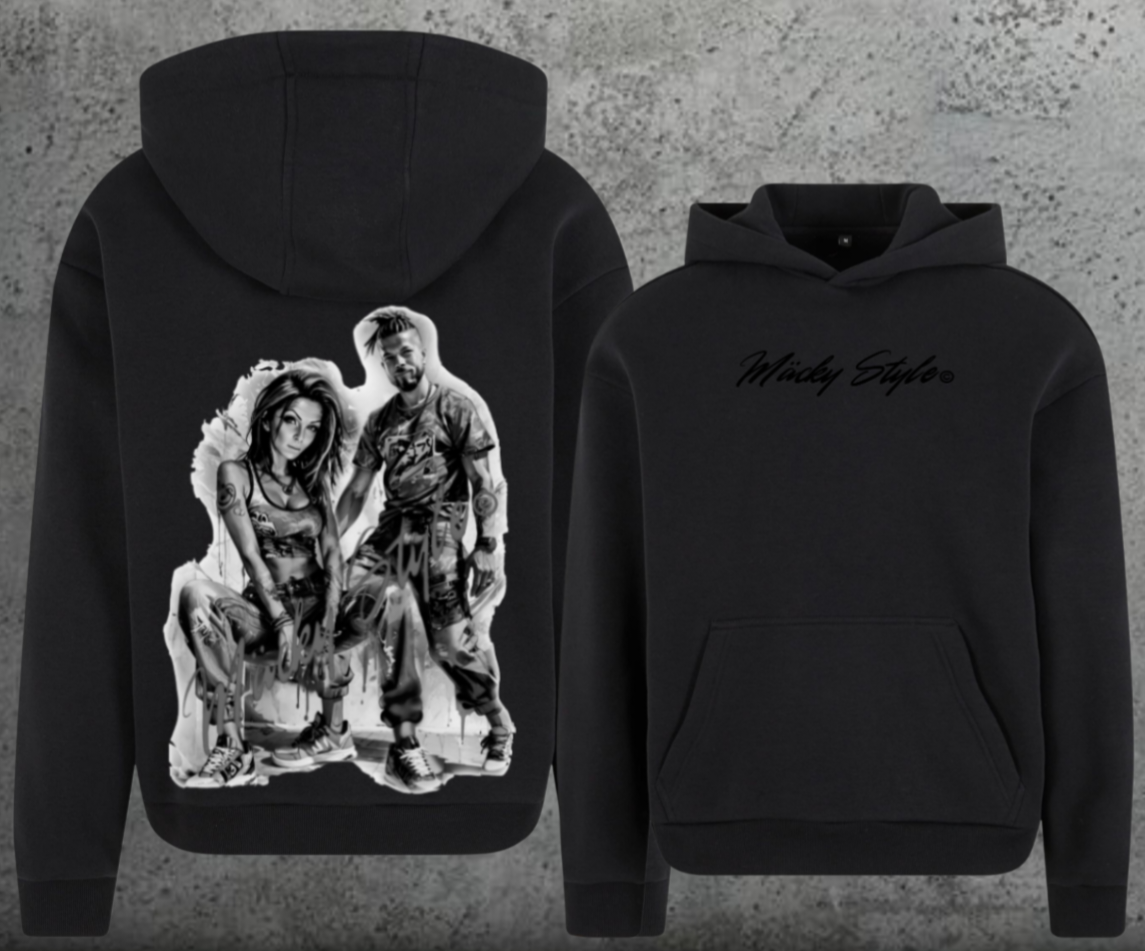 Die Macher Schwarz/Weiss Hoodie Soft Backprint