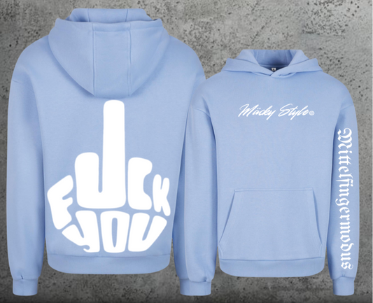 FuckYou - Mittelfingermodus Weiss Hoodie Soft Backprint