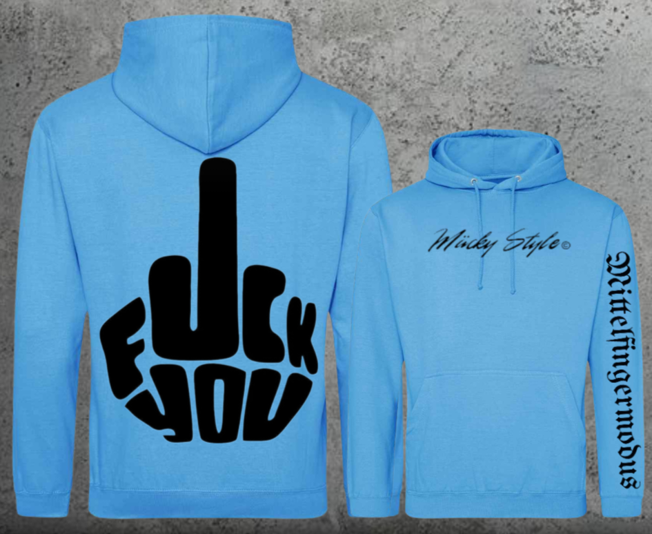 FuckYou - Mittelfingermodus Schwarz Hoodie Unisex Backprint