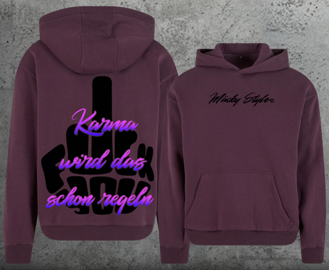 FuckYou Karma (Schwarz/Bunt) Hoodie Soft Backprint