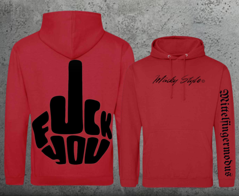 FuckYou - Mittelfingermodus Schwarz Hoodie Unisex Backprint