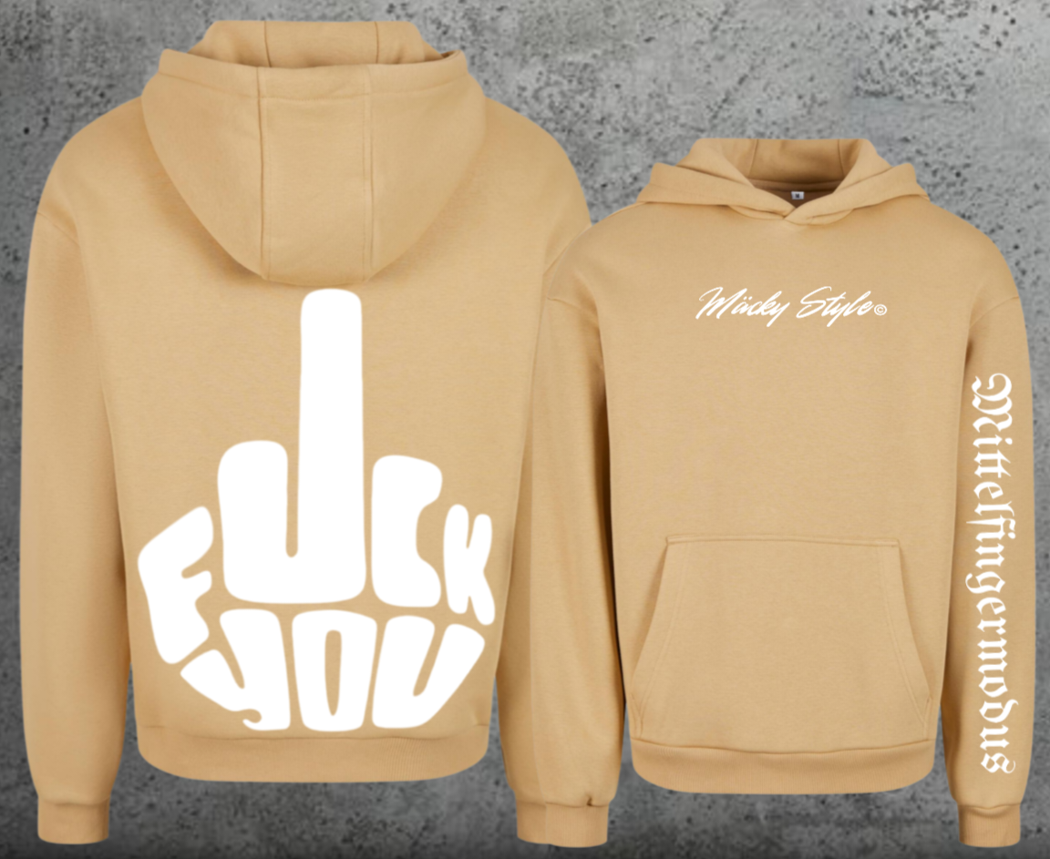 FuckYou - Mittelfingermodus Weiss Hoodie Soft Backprint