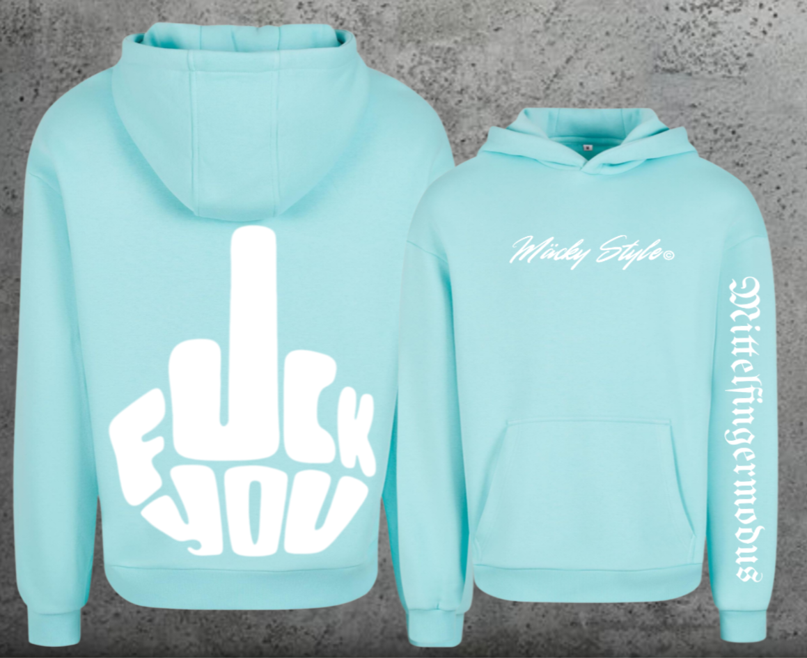 FuckYou - Mittelfingermodus Weiss Hoodie Soft Backprint
