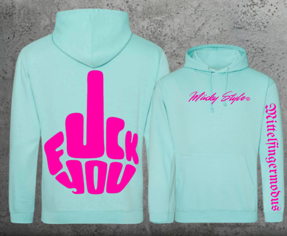 FuckYou - Mittelfingermodus Pink Hoodie Unisex Backprint
