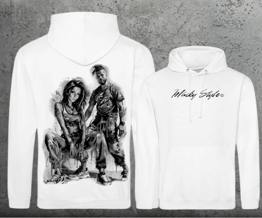 Die Macher Schwarz/Weiss Hoodie Unisex Backprint