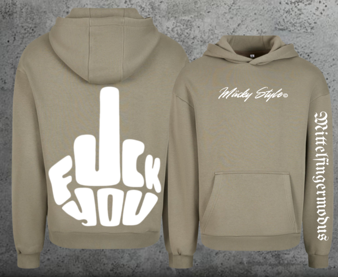 FuckYou - Mittelfingermodus Weiss Hoodie Soft Backprint