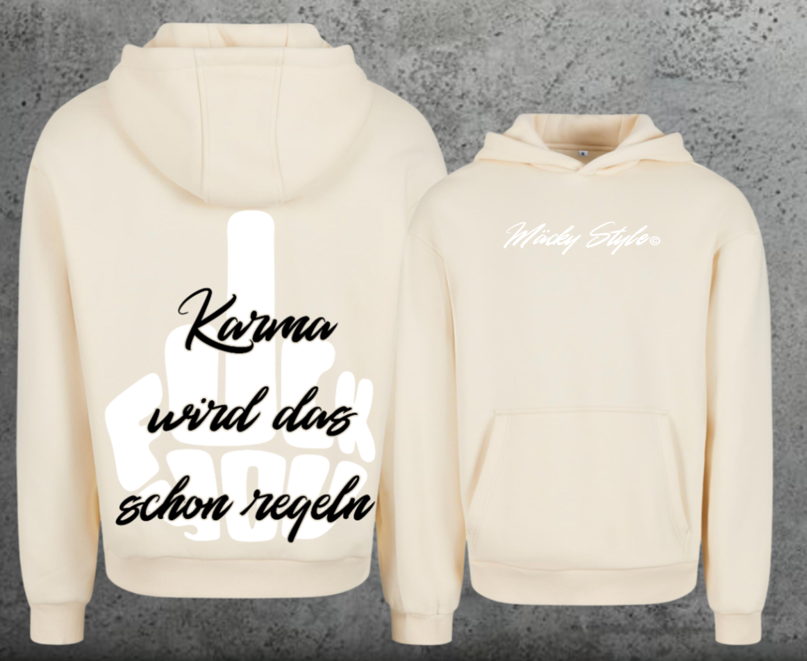 FuckYou Karma (Weiss/Schwarz) Hoodie Soft Backprint