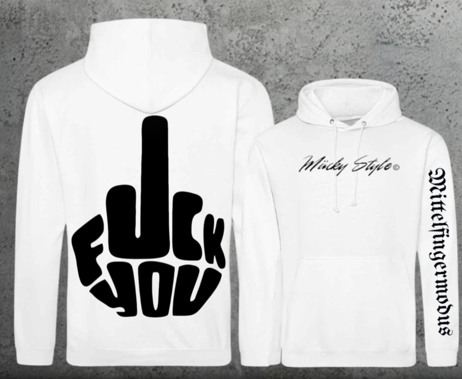 FuckYou - Mittelfingermodus Schwarz Hoodie Unisex Backprint