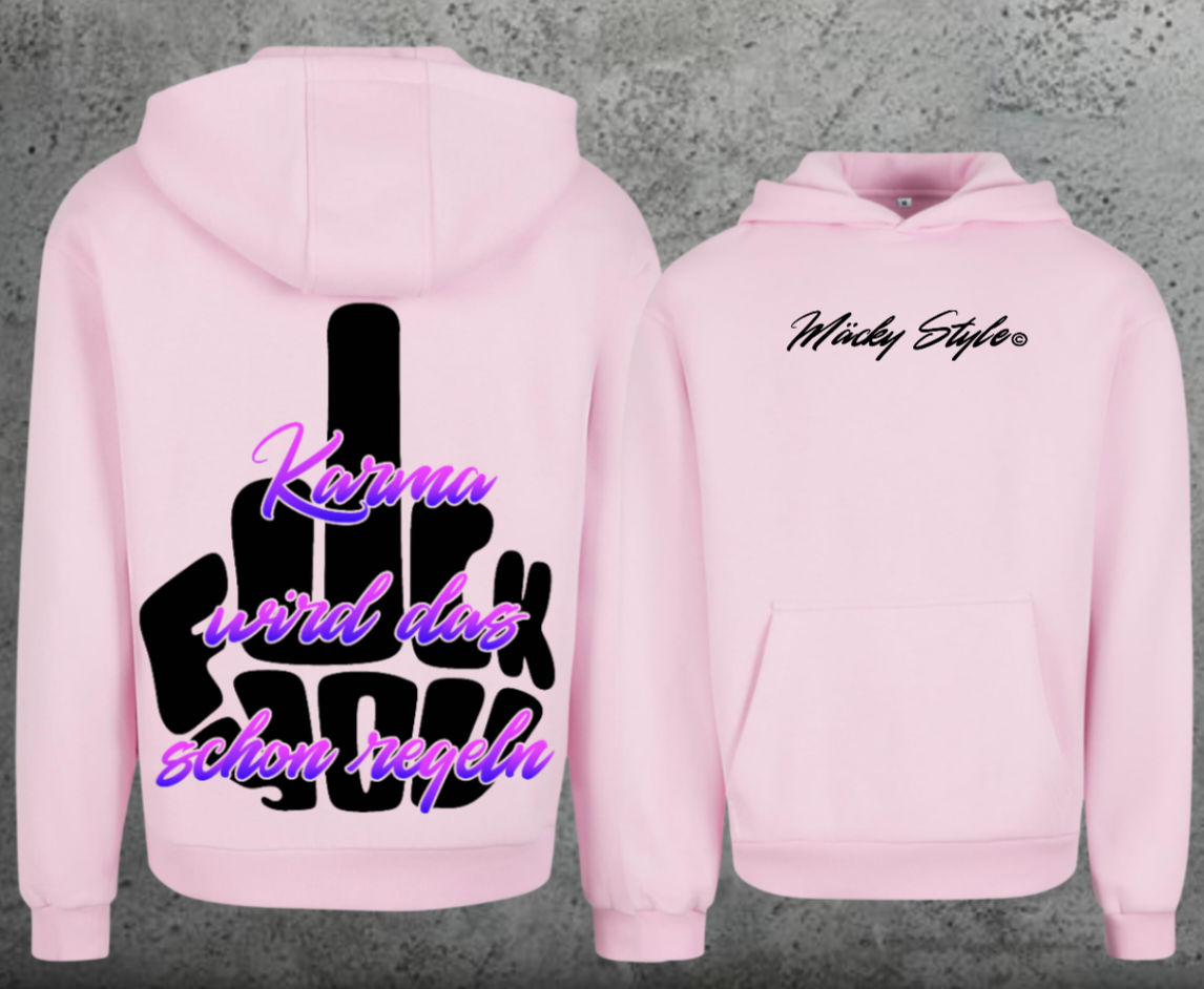 FuckYou Karma (Schwarz/Bunt) Hoodie Soft Backprint