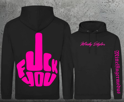 FuckYou - Mittelfingermodus Pink Hoodie Unisex Backprint