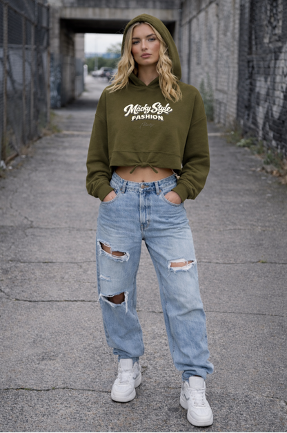 Felpa con cappuccio oversize corta con motivo dito medio da donna