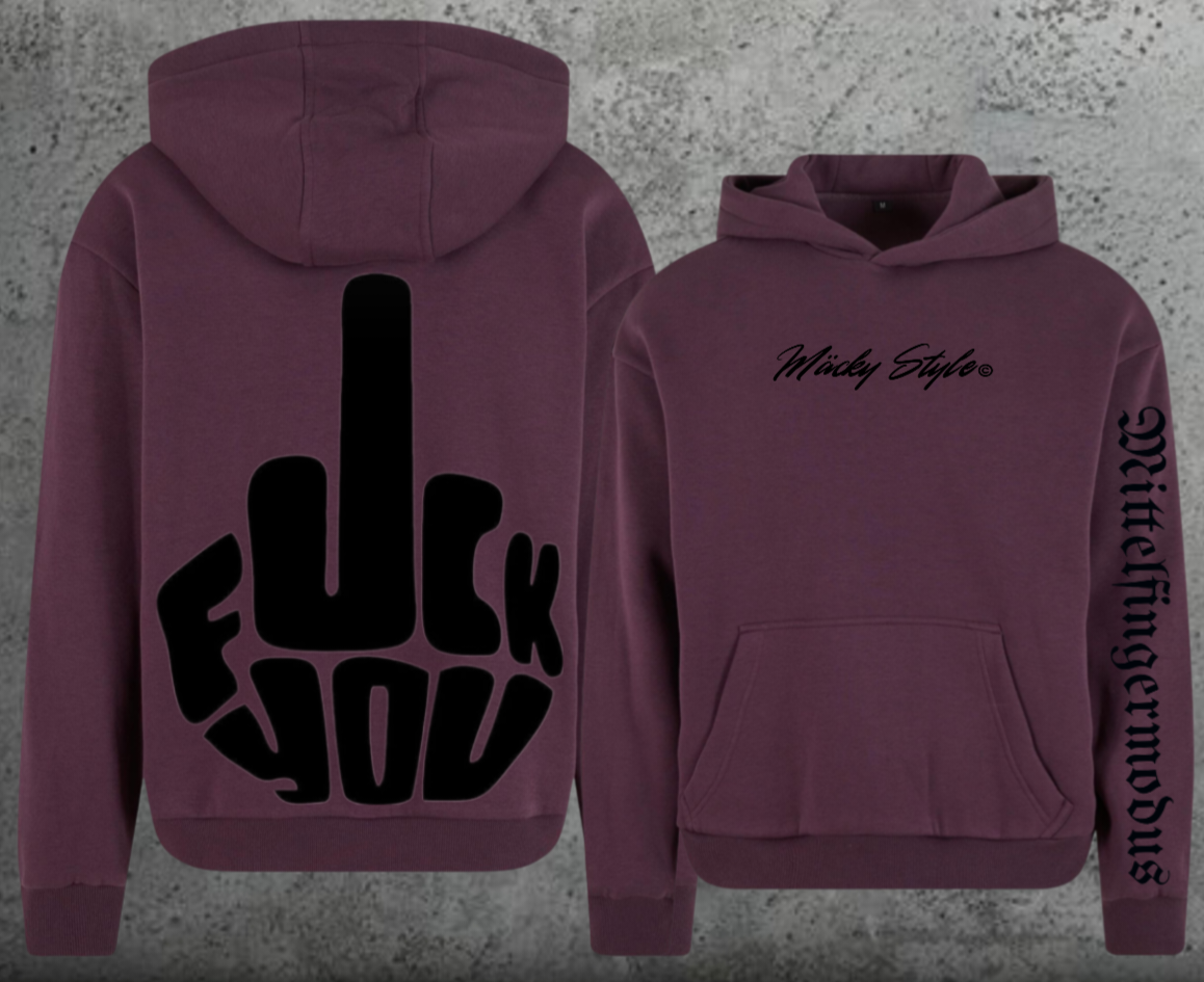FuckYou - Mittelfingermodus Schwarz Hoodie Soft Backprint