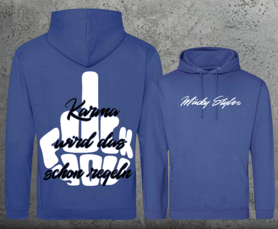 FuckYou Karma (Weiss/Schwarz) Hoodie Unisex Backprint