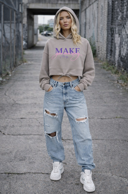 Felpa con cappuccio oversize corta con motivo dito medio da donna