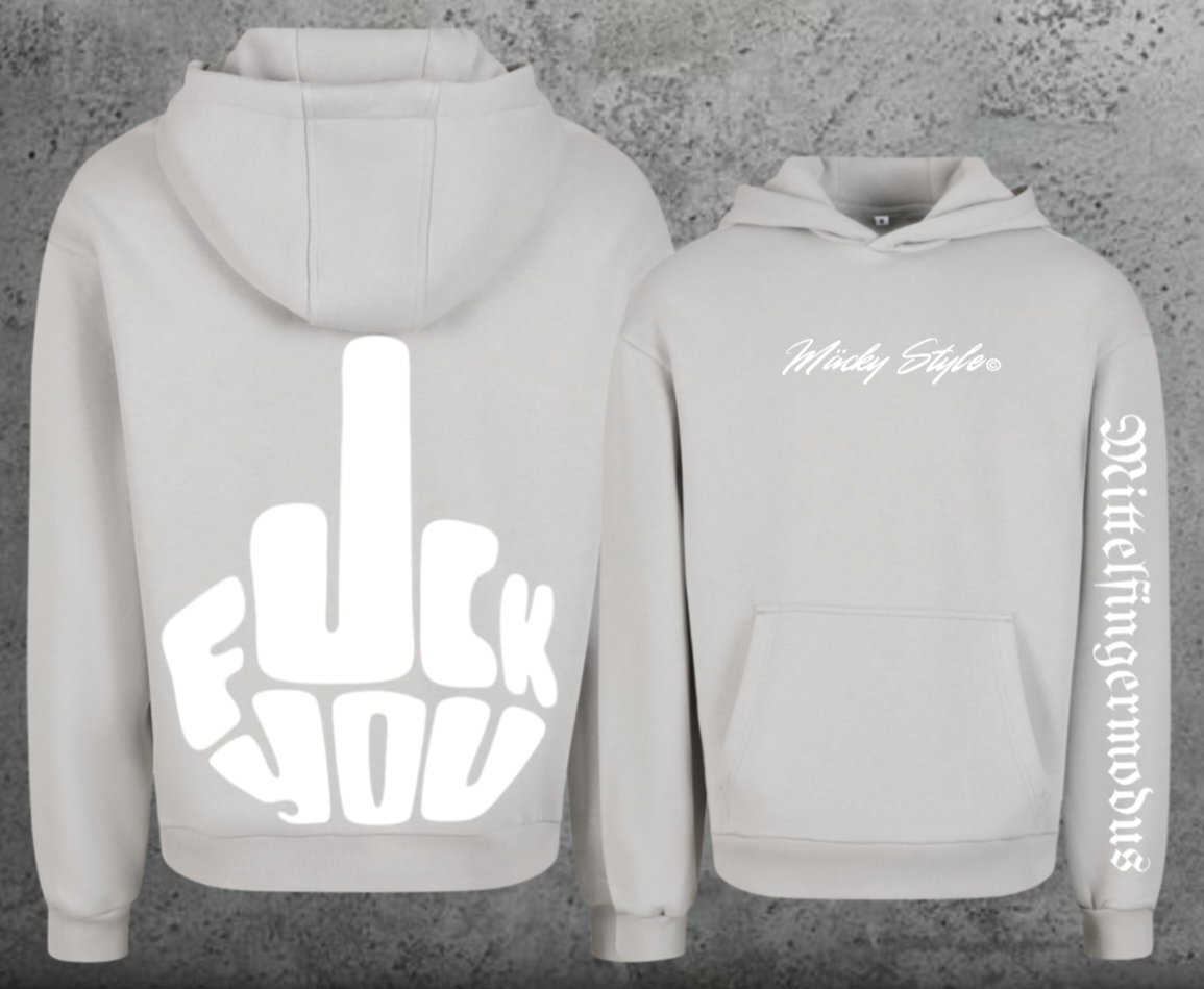 FuckYou - Mittelfingermodus Weiss Hoodie Soft Backprint